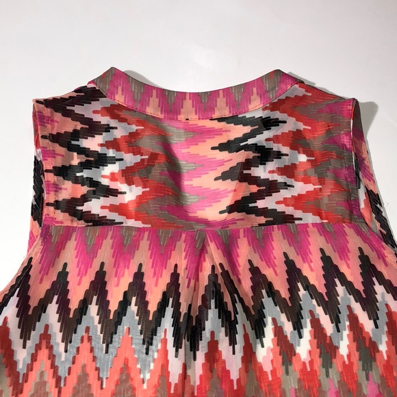 Lila Sheer Aztec Lengthy Collar Tank Top - Picture 7 of 7